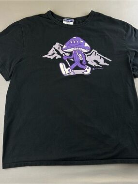 Champion Black Tee with Purple Graphic Detail